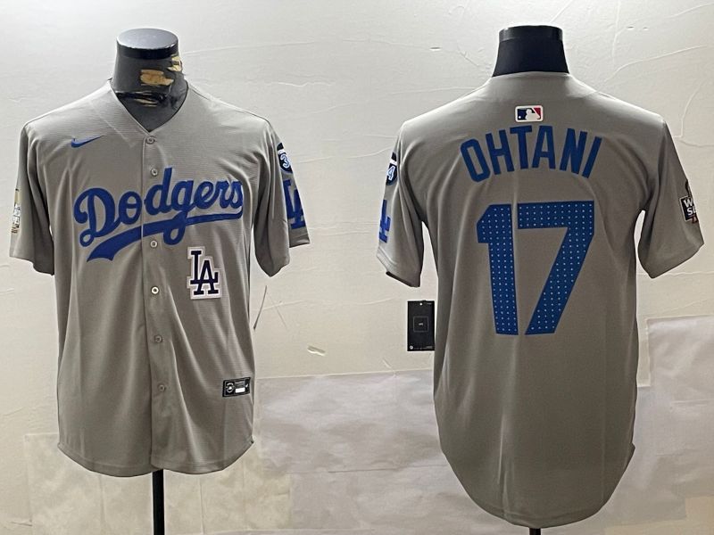 Men Los Angeles Dodgers #17 Ohtani Grey Game 2024 Nike MLB Jersey style 112013->los angeles dodgers->MLB Jersey